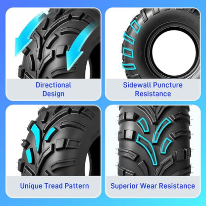 24x8-12 ATV UTV Tires,6PR All-Terrain Tire,Tubeless,Pack of 2 - size: 24x8x12