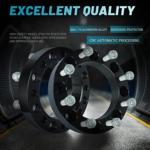 IRONTEK Wheel Spacers 8x180mm M14x1.5 Studs (1.5in, 146mm Hub Bore) Wheel Spacers Adapter FITS Chevrolet Silverado 2500/2500 HD/3500 HD, for GMC Sierra 2500 HD/3500 HD 10.9 Grade Studs 4PCS - size: 1.5"|8x180|4PCS