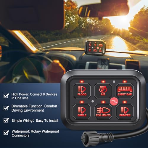Nilight 6 Gang Switch Panel Relay System Automatic Dimmable - color: Red, size: 6 Gang Switch