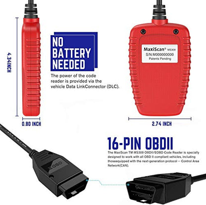 Autel MS309 OBD2 Scanner Universal Car Engine Fault Code Reader