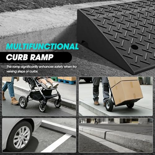 DNA Motoring 6.9" Rise Rubber Curb Ramp Heavy Duty Loading Driveway Ramp Threshold Ramp 39" W x 19.5" D x 6.9" H for Loading Dock, Warehouse, Motorcycles, Cars, TOOLS-00653 - style: 6.9 in
