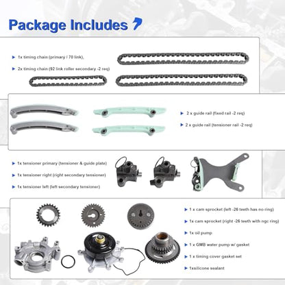 4.7L Timing Chain Kit with Water Pump Oil Pump for 2007-2013 Dodge Dakota, Ram 1500, for Jeep Grand Cherokee, Commander, Chrysler Aspen V8 Engine OE Standard Timing Replacement Part - color: Dodge 4.7L Timing Chain