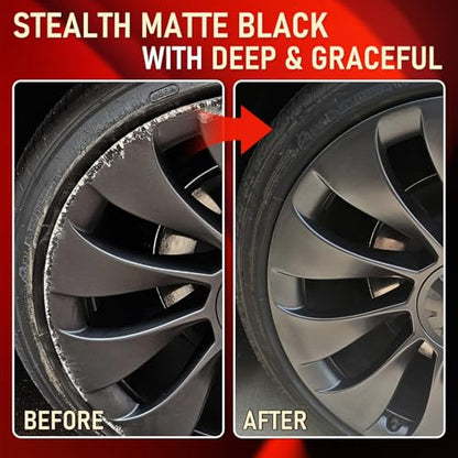 Matte Black Rim Touch Up Paint, Matte Black Paint Pen for Metal, Enamel, Car Wheel Scratch Flat Black Wheel Paint Pen, Universal Satin Matte Black for rims, for Wheel Curb Rash, Scratches - color: Matte Black