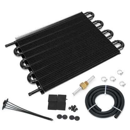 Universal 5/16" Transmission Oil Cooler Kit Aluminium alloy 8 Pass Tube & Fin Black - color: Black, size: 8 Pass