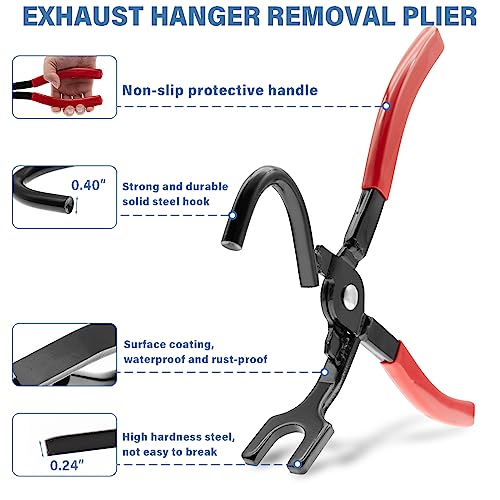 Universal Muffler Hanger Removal Pliers And 4 Hole Hanger Rubber Kit(5pcs)