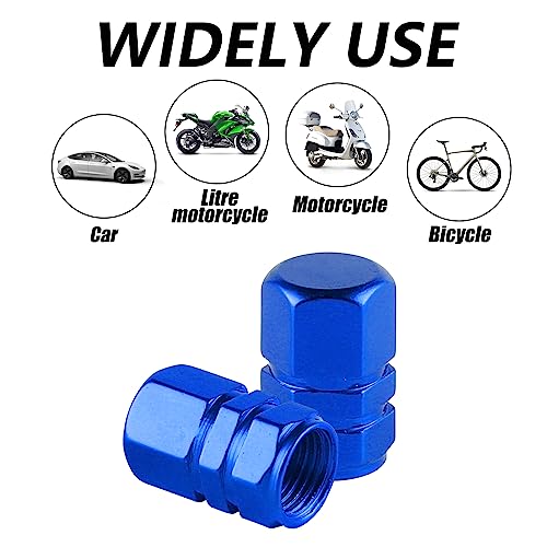 alpmosn Aluminum Tire Stem Valve Caps Wheel Valve Covers Car Dustproof Tire Cap Cover Accessories, Universal for SUV, Car, Bike and Motorcycle, Hexagon Shape (4PCS Blue) - color: Blue