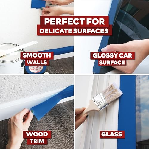 XFasten Professional Blue Painters Tape, Multi-Use, 3/4 Inches x 60 Yards (3-Pack) - Produces Sharp Lines and Residue-Free Artisan Grade Clean Release Wall Trim Tape - size: 3/4 Inches x 60 Yards (3-Pack)