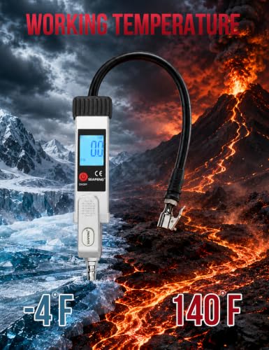 Heavy-Duty Digital Tire Pressure Gauge with Inflator, 5-230 PSI