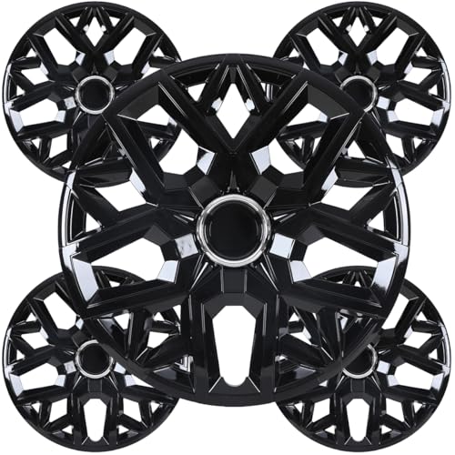 Winjet 16'' Set of 4 Universal Hubcaps PP Material Steel Wheel Rims Cover,Wheel Cover Replacement R16 Hub Caps,Auto Tire Replacement Exterior Cap Snap On Car Truck SUV(16 Inch,Set of 4) - color: Black Lacquer(5181-BL-16), size: 16 inch