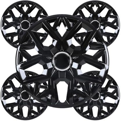 Winjet 16'' Set of 4 Universal Hubcaps PP Material Steel Wheel Rims Cover,Wheel Cover Replacement R16 Hub Caps,Auto Tire Replacement Exterior Cap Snap On Car Truck SUV(16 Inch,Set of 4) - color: Black Lacquer(5181-BL-16), size: 16 inch