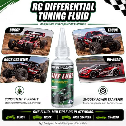 2 OZ RC Differential Oil 30K CST, Silicone RC Diff Fluid for Sealed Differentials, High Viscosity Car Differential Oil for Lubricating R/C Cars & Trucks, Radio Controlled Electric Vehicles - color: Green, style: 30K