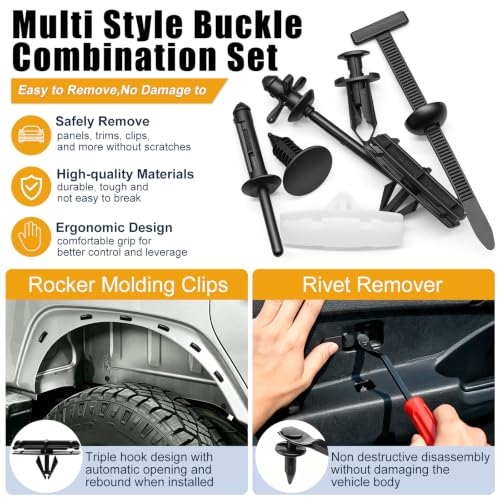 weideer 161PCS Fender Flare Clips for Jeep Wrangler,Fastener Retainer Clips - color: BK+W 7 in 1Fender Flare Clips