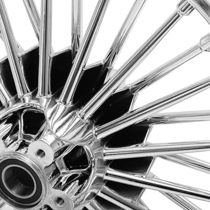 TOFR 18x3.5 18x3.5 Chrome Fat Spoke Wheels For Harley Softail Chopper 00-22 - color: Chrome, size: Front:18x3.5 Rear:18x3.5
