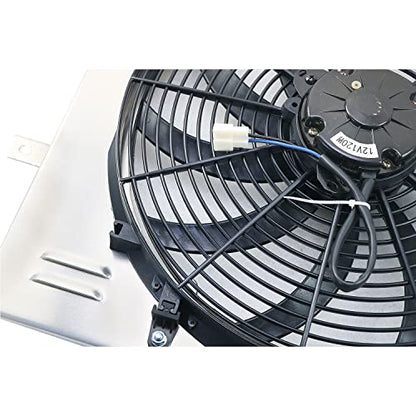 Electric Radiator Shroud Fan,16'' Electric Fan+Aluminum Shroud For 1987~2006 Jeep Wrangler YJ TJ 2.4L-4.2L L6