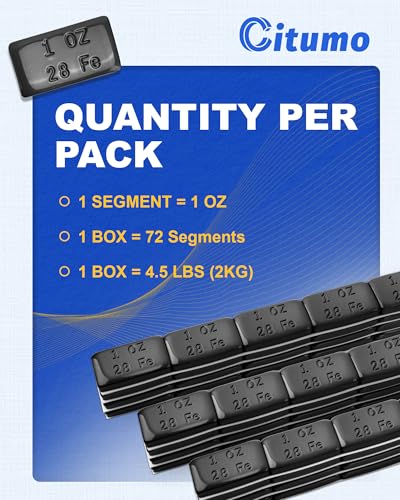Upgraded 1oz Steel Adhesive Stick-On Wheel Weights, Black 72pcs - color: Black, size: 1oz - 72PCS