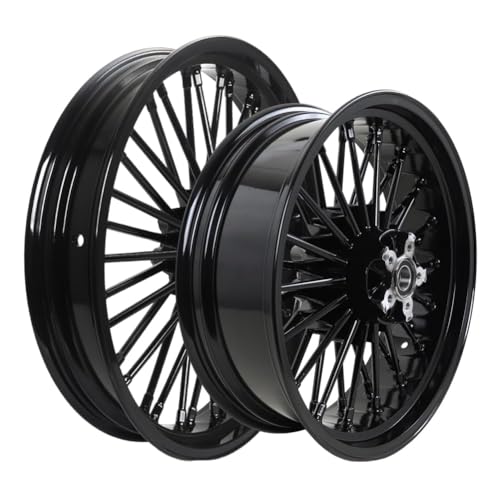 TOFR 21x3.5 18x5.5 Fat Spoke Black Wheels For Harley Dyna FXDB FXD 06-07 - color: 21x3.5 18x5.5 Black, size: Dyna 2006-2007