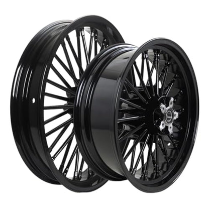 TOFR 21x3.5 18x5.5 Fat Spoke Black Wheels For Harley Dyna FXDB FXD 06-07 - color: 21x3.5 18x5.5 Black, size: Dyna 2006-2007