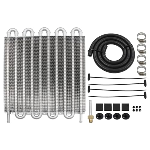 Universal Transmission Oil Cooler Kit Fin Oil Cooler Kit (Silver, 10 Pass) - color: Silver, size: 10 Pass