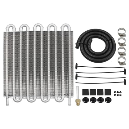 Universal Transmission Oil Cooler Kit Fin Oil Cooler Kit (Silver, 10 Pass) - color: Silver, size: 10 Pass