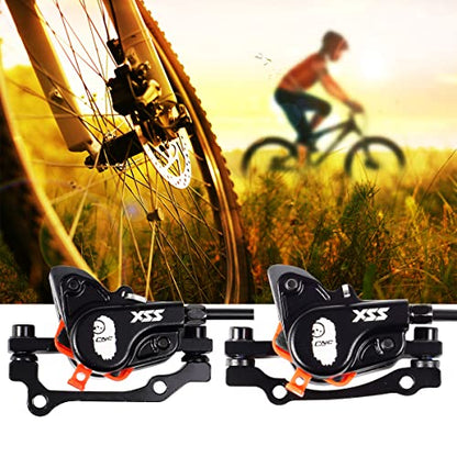 CNC MTB Hydraulic Disc Brake Set，Mountain Bike Hydraulic Disc Brakes Right Front 800mm Left Rear 1450mm Hydraulic Brake，Black - color: Set-Black