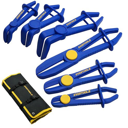 6pcs Hose Clamp Pliers Set, Radiator Fuel Line Clamp Tool, Straight & 90° Angled Pinch Off Pliers Set for Flexible Brake, Fuel, Coolant and Radiator Hoses - style: 90°