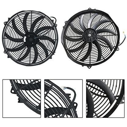 16 inch Electric Radiator Fan with Thermostat Wiring Switch Relay Kit - size: 16 Inch