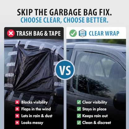 Big Tape Crash Wrap for Broken Car Windows, Temporary Film 17.5 in x 12 ft - size: 12' x 1.5' Foot - 1 Pack