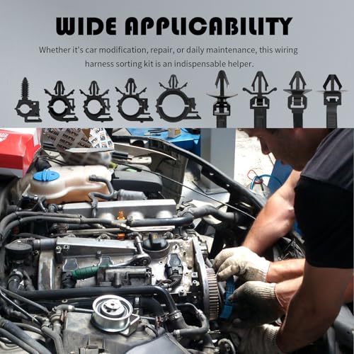130PCS Car Wire Loom Clips,5 Sizes Wire Harness Clips Push-in Design for Storing and Protecting Cables,Automotive Cable Clip Assortment Kit Universal Fit for Cars/Trucks/SUV