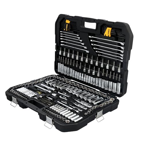 DEWALT Mechanic Tool Set, 247-Piece, 1/4 in., 3/8 in. and 1/2 in. Drive, SAE, Ratchets, Sockets, Hex Keys, Combination Wrenches, Polish Chrome Finish (DWMT81535) - style: 247 pc
