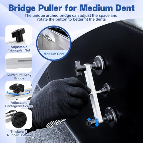 Car Dent Puller Kit, 140 PCS Paintless Dent Removal Kit with T-bar Dent Puller, Bridge Puller, Dent Lifter, Suction Cup Puller. Dent Remover Tool for Car Dents, Hail Damage, Door Ding Repair