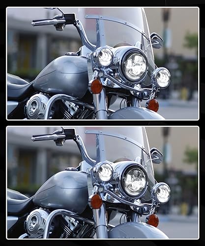 Upgraded Chrome 7 Inch LED Headlight & 4.5 Inch Fog Lights with Turn Signals Headlamp Kit with Mounting Ring and 2 Adapter Harnesses Compatible with Harley Road King Electra Glide Ultra| DOT Certified - color: Upgraded Chrome