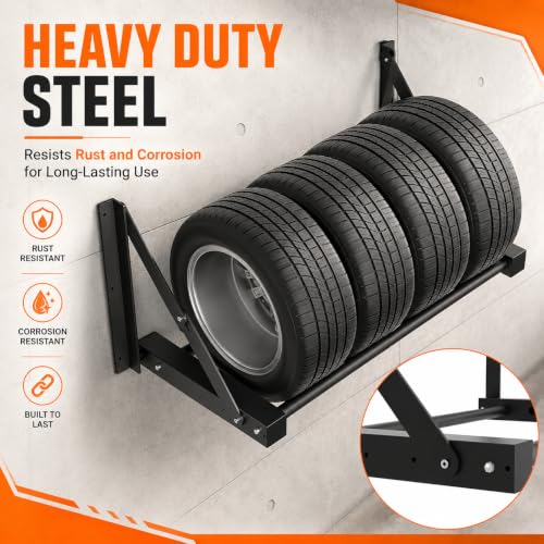 TRUSOON Wall-Mounted Folding Tire Rack, 600lb Capacity, 24-48 in Wide