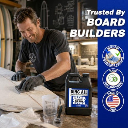 Ding All Polyester Sanding Resin with Catalyst - Smooth and Non-Tacky Product for Surfboard Repairs - 8 oz - size: 8 Oz