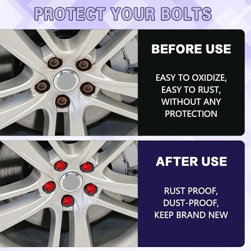 20PCS Car Wheel Lug Nut Covers, Hexagonal Plastic Dustproof Wheel Nut Rim Cover, 17mm Wheel Nut Covers with Removal Tool, Rust-Resistant Car Lugnut Caps for Most Vehicles (Red/17MM) - color: Red/17MM