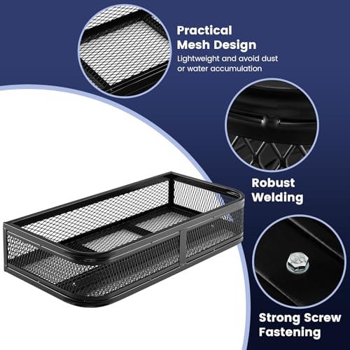 ATV Front Cargo Basket, Universal Cargo Storage Rack with Mesh Design & Steel Construction, ATV Rack Storage Basket Heavy-Duty Detachable Luggage Carrier - size: Front Cargo Carrier