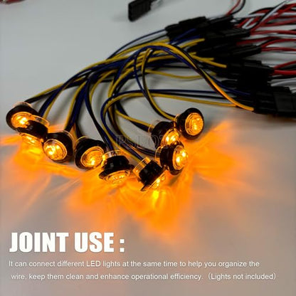 PSEQT 20 Counts 3 Prong Wire Harness Roll 3-Pin Female Bullet Plugs, 18 AWG Continuous Wire Harness 7" Spacing on Lead for LED Side Tail Clearance Marker Lights for Trailer Truck Bus ATV Van - size: 20 Counts