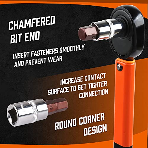 High Torque Master Hex Bit Socket Set, 32-Piece SAE & Metric Allen Socket Set, Premium S2 Alloy Steel, Durable Storage Case, 1/4", 3/8", 1/2" Drive, for Automotive & Mechanical Work - color: 32 Pcs Orange