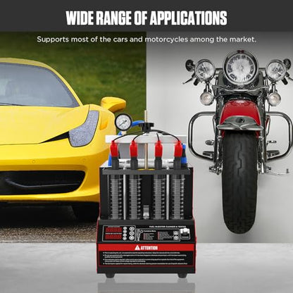 CT160 Fuel Injector Cleaner Machine, Ultrasonic, 4-Injector Tester - color: Red
