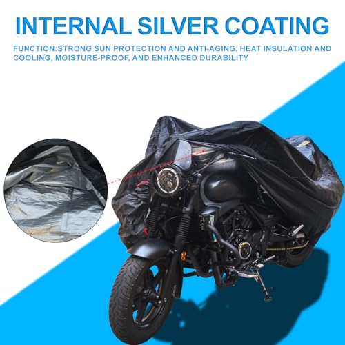 Motorcycle Cover All Season Universal Weather Quality Waterproof Sun Outdoor Protection Night Reflective with Lock-Holes Fits up to 78.7" for Most Scooters Mopeds Mini Motorcycle Vehicle Cover - size: M size: 78.4"