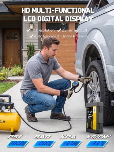 AZUNO Digital Tire Pressure Gauge with Air Blow Gun - size: Standard with Air Gun