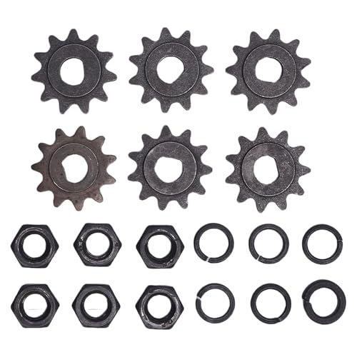 25H Chain Motor Sprocket Kit, 11T Reliable Metal with D Hole Nut and Spring, 10mm Inner Diameter for Motorcycle Dirt Bike ATV, 6 Pack Stable Performance Sprocket Set.