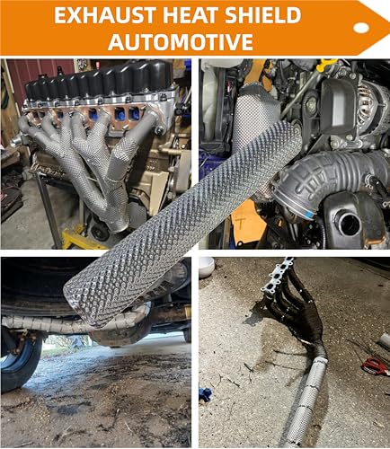 Exhaust Heat Shield Automotive 15"x59", 0.5mm Embossed Aluminum Heat Shield Kit with 20 Stainless Steel Zip Ties Cable Metal for Car Muffler Exhaust Wrap Heat Pipe High Temp Thermal Barrier - size: 15" x 59"