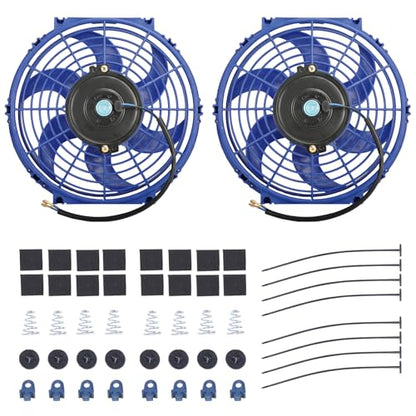 10" Electric Radiator Cooling Fan Assembly Kit 12V 80W，Blue, 2 PCS - size: 10” -2PCS, style: Blue