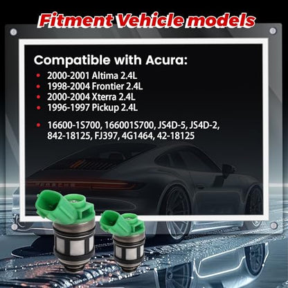 4-Pack Fuel Injectors Set | Compatible with Nissan Pickup Frontier Xterra 2.4L| Replaces 16600-1S700 FJ397 42-18125 - size: 4 X FJ397