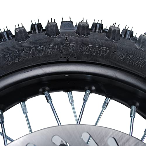 Rim tube tire 80/100-12 3.00-12 12-15MM Dirt Pit Bike Trail axle 12"Complete rear wheel For small Wheel Rim Tire Fits 125-160cc TTR SSR Mini Motorcycle