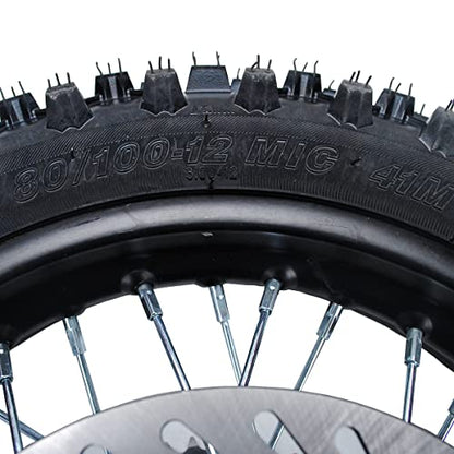 Rim tube tire 80/100-12 3.00-12 12-15MM Dirt Pit Bike Trail axle 12"Complete rear wheel For small Wheel Rim Tire Fits 125-160cc TTR SSR Mini Motorcycle