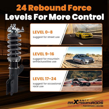 maXpeedingrods Coilover for Mitsubishi Lancer CX/CY 2008-2016, for Mitsubishi Outlander Sport (GA) 2011-2020,24 Levels Damper Adjustable Coilovers Suspension Kit, Height Adjustable Lowering Kit - size: Lancer 2008-2016