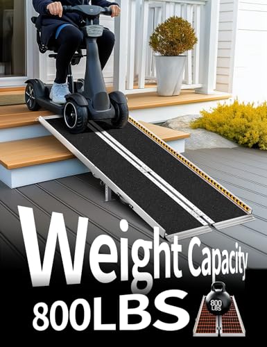 FACHNUO 5FT Portable Wheelchair Ramp for Home Steps, with Support Legs - size: 5FT(Using height 5-15'')