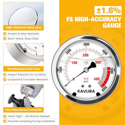 Hydraulic Pressure Test Kit for Nitrogen Accumulator Charging - size: 6000 PSI