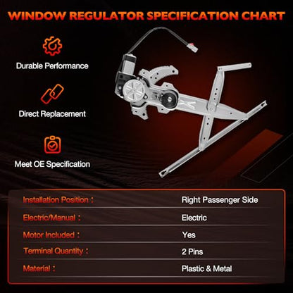 Front Right Side Window Regulator with Motor Fits 1998–2002 Honda Accord - size: 741-491